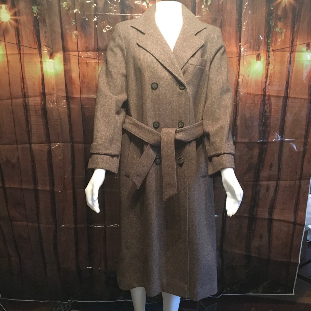 Brown Double-Breasted Trench Coat with Belt